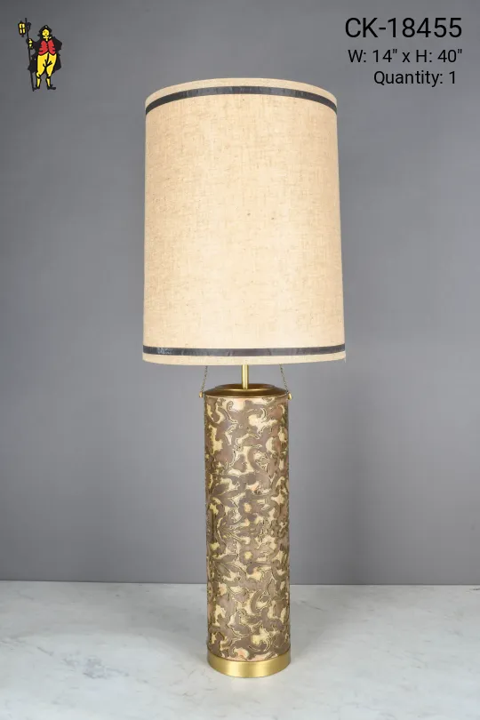 Brown w/Gold Accent Oversize Mid Century Table Lamp