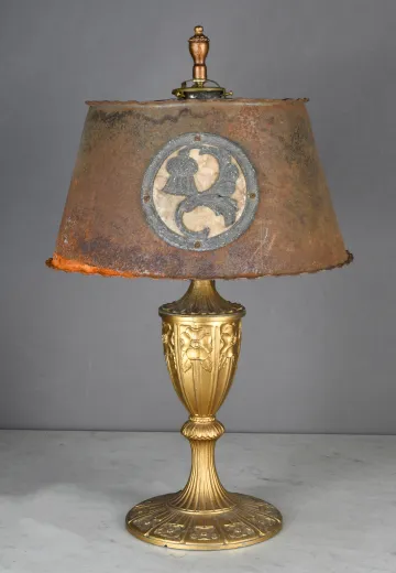 Brass Table Lamp w/Distressed Metal Shade