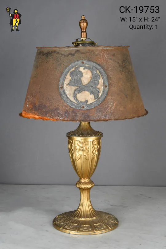 Brass Table Lamp w/Distressed Metal Shade
