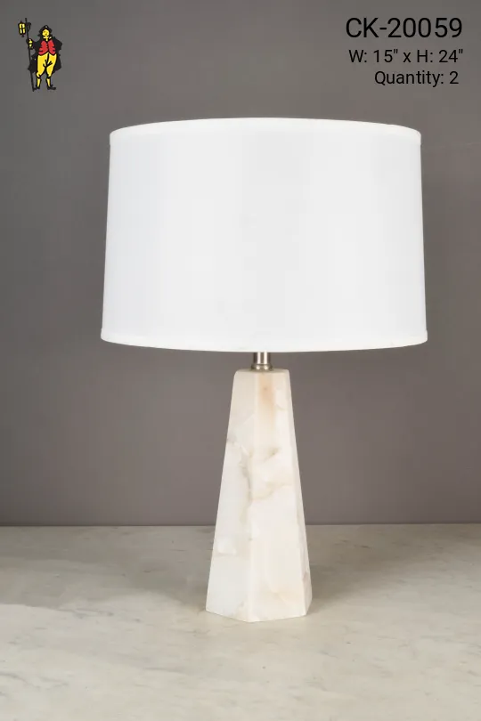 Modern White Marble Cut Table Lamp