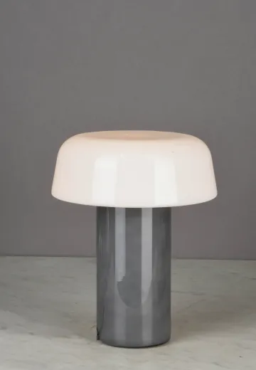 Small Glass Shaded Mid Century Modern Table Lamp