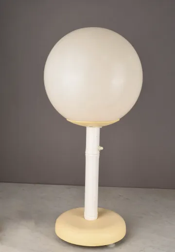White Plastic Globe Shaded Table Lamp