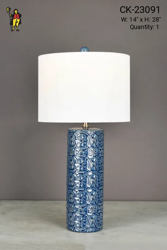 Blue Floral Table Lamp