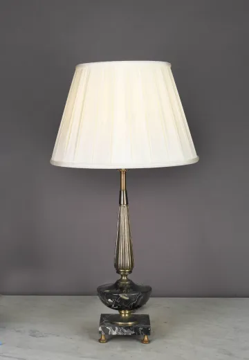 Antique Brass Table Lamp w/Marble Footed Base