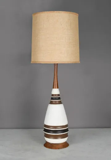 White Tall Mid Century Table Lamp