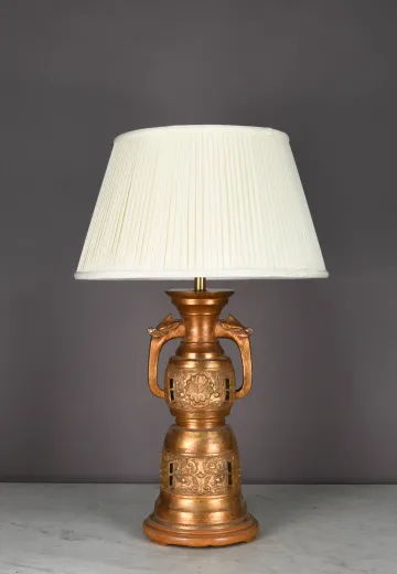 Asian Style Painted Wooden Table Lamp