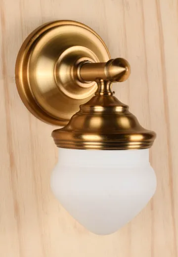 Brass Wall Light w/Acorn Glass Shade