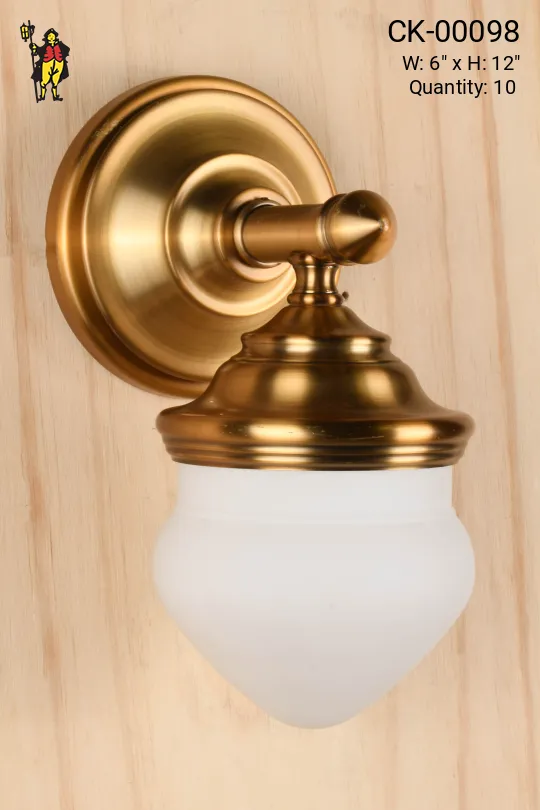 Brass Wall Light w/Acorn Glass Shade