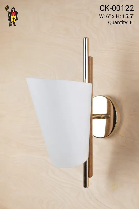 Polished Brass & Wooden Wall Sconce