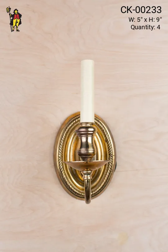 Single Candle Brass Wall Sconce