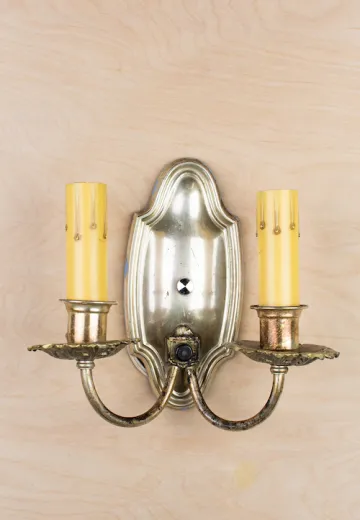 Two Candle Silver Wall Sconce