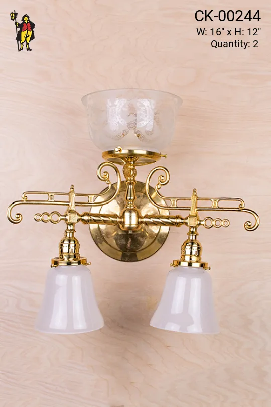 Three Light Combo Oil Style Electrified Wall Sconce