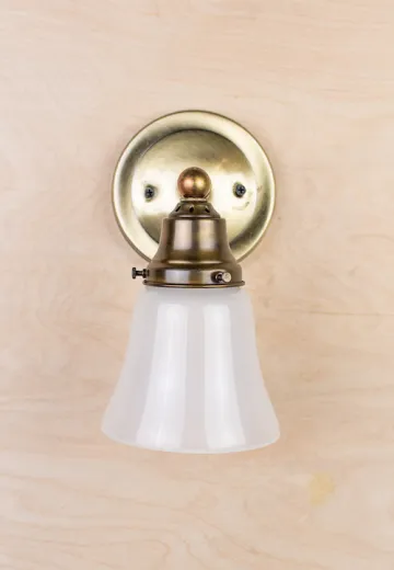 Simple Down Light Brass Wall Sconce With Frosted Shade