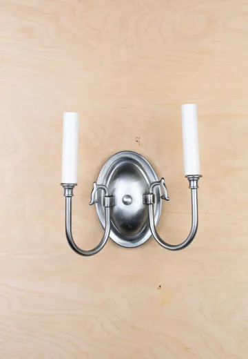 Simple Two Light Nickel Wall Sconce