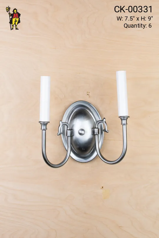 Simple Two Light Nickel Wall Sconce