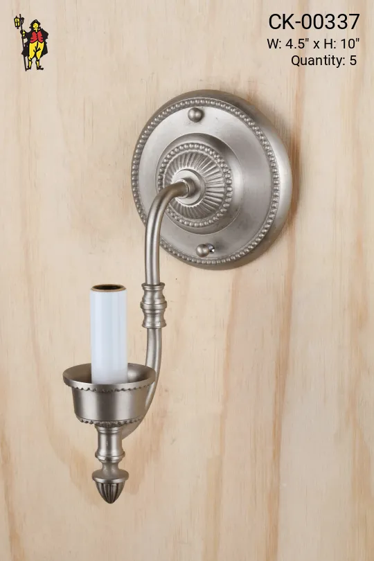 Single Light Nickel Wall Sconce With Frosted Shade