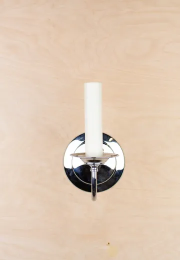 Polished Nickel One Candle Wall Sconce