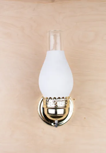 Gas Style Single Light Nickel Chimney Style Wall Sconce & Frosted Shade