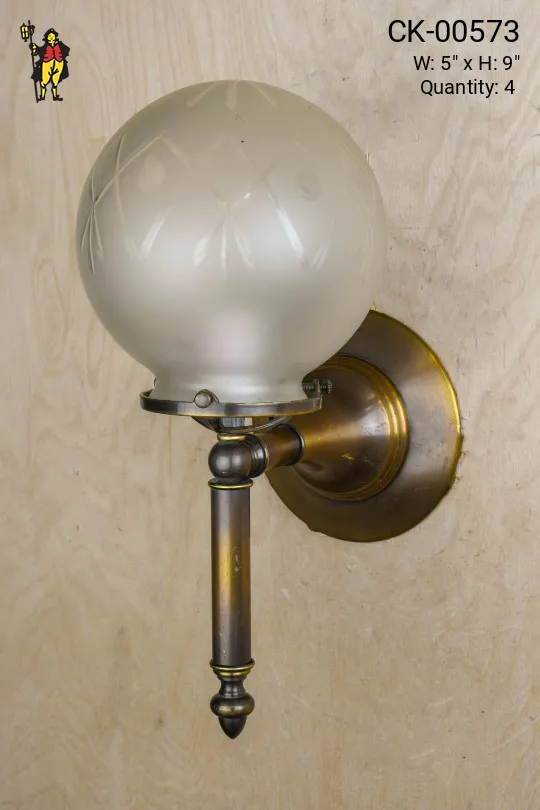 One Light Torch Style Wall Sconce With Frosted Globe Shade