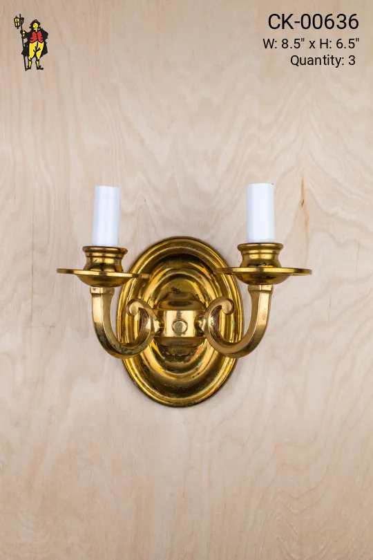 Two Arm Brass Wall Sconce