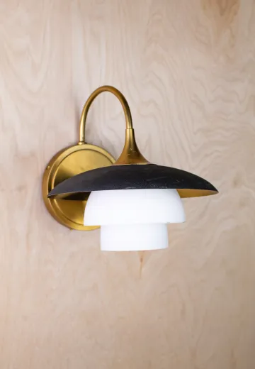 Contemporary Black & Brass Wall Sconce