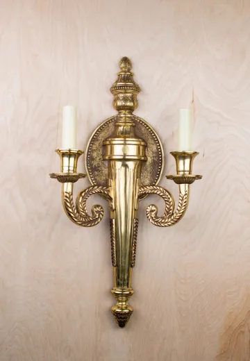 Large Brass Traditional Two Light Wall Sconce