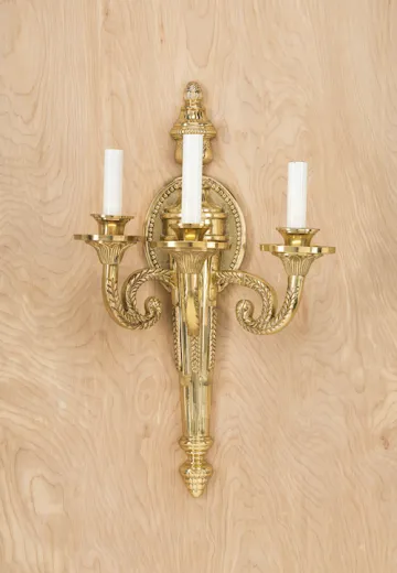 Three Light Polished Brass Wall Sconce