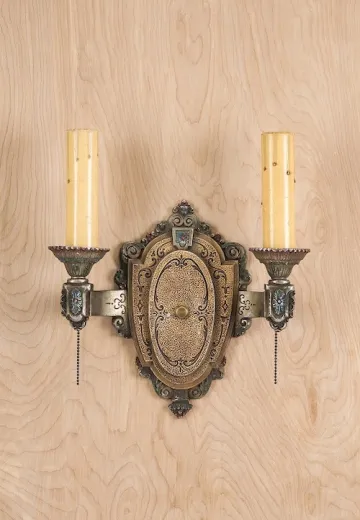 Two Light Bronze Wall Sconce