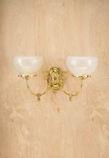 Two Light Polished Brass Wall Sconce