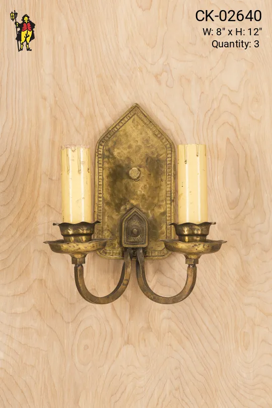 Two Candle Brass Wall Sconce