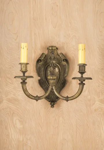 Antique Brass Two Candle Wall Sconce