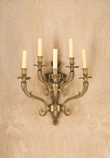 Brass Five Candle Wall Sconce