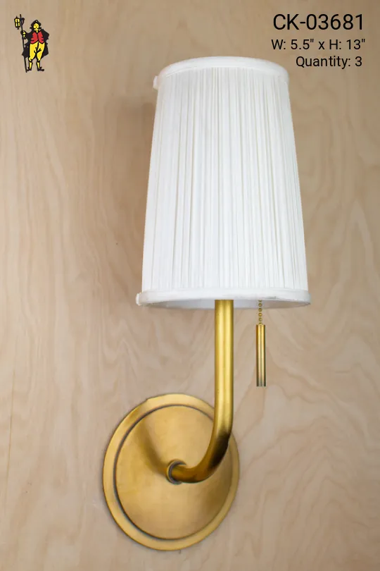 Single Curved Arm Wall Sconce w/Pleated Shade