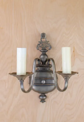 Two Candle Silver Wall Sconce