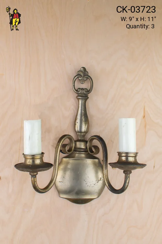 Silver Two Candle Traditional Wall Sconce