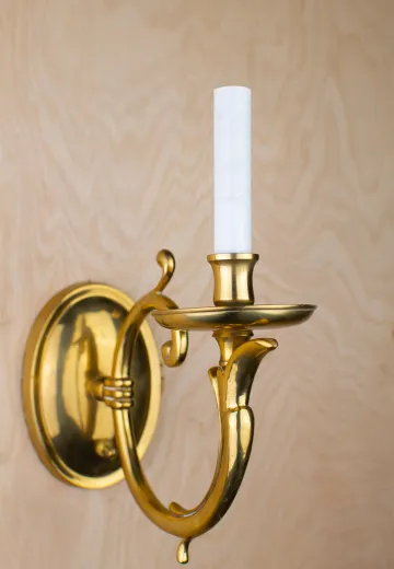 Curved Arm Candle Brass Wall Sconce
