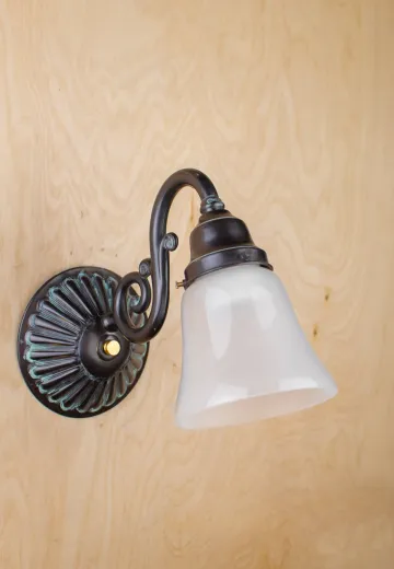 Single Curved Arm Wall Sconce w/Frosted Glass Shade