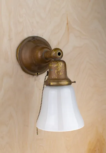 Straight Arm Wall Sconce w/Frosted Glass Shade & Pull Chain