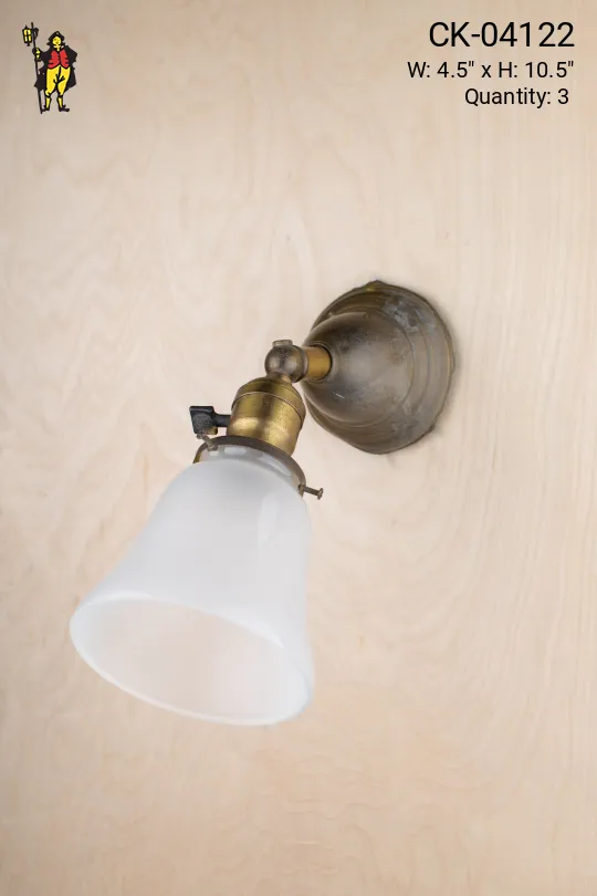 Antique Brass One Light Wall Sconce w/Frosted Glass Shade