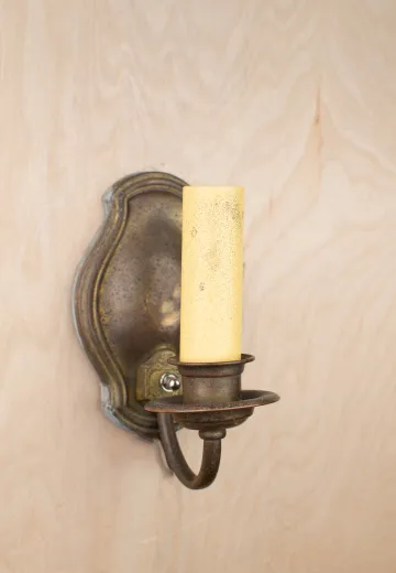Single Candle Antique Brass Wall Sconce