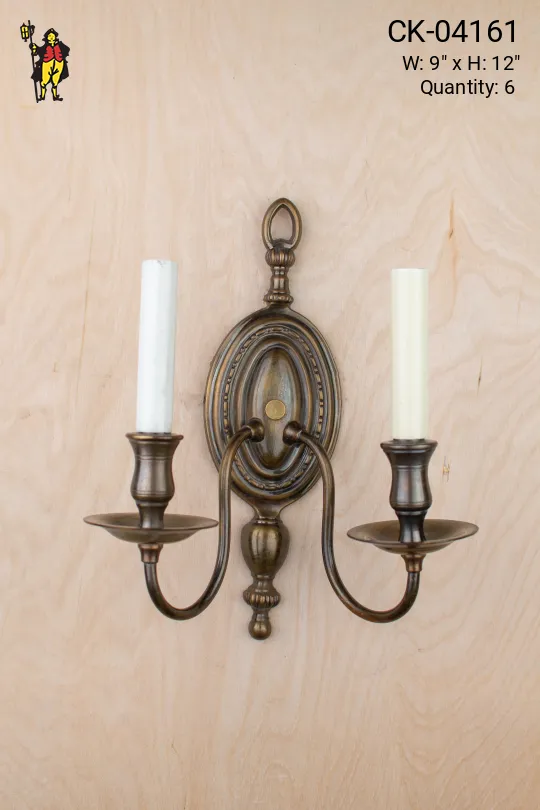 Two Candle Antique Brass Wall Sconce