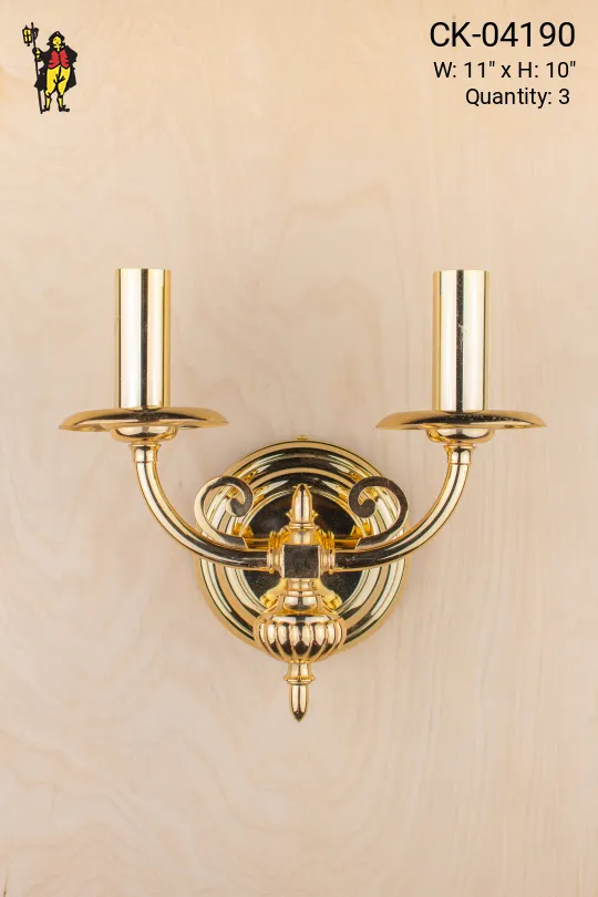 Polished Brass Two Candle Wall Sconce
