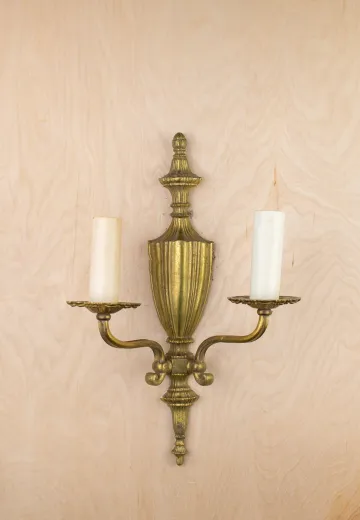 Two Candle Brass Wall Sconce