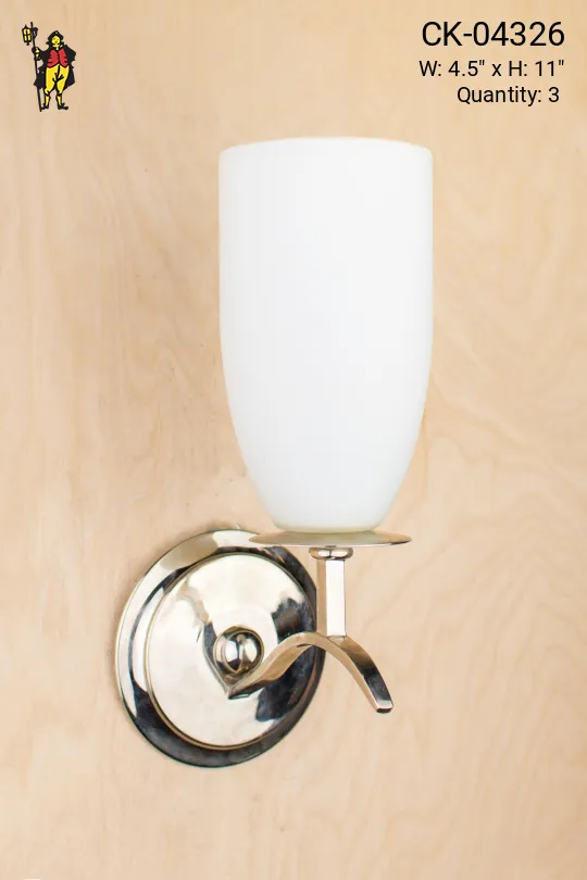 Polished Silver Wall Sconce w/Frosted Glass Shade