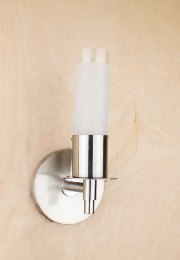 Polished Silver Wall Sconce w/Frosted Glass Shade