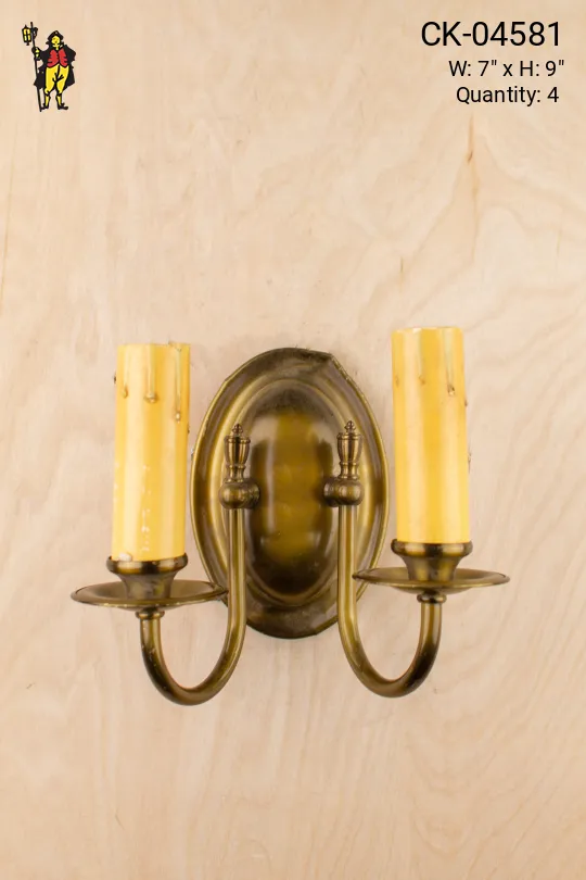 Two Candle Brass Wall Sconce