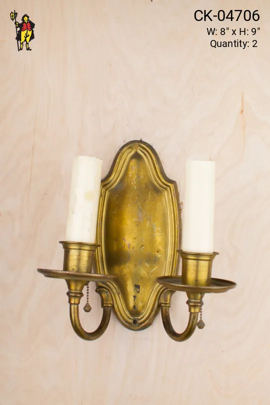 Two Candle Brass Wall Sconce
