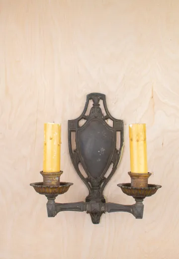 Gothic Two Candle Distressed Wall Sconce