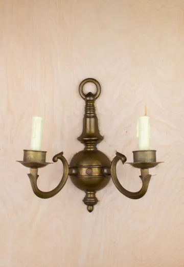 Antique Brass Two Candle Wall Sconce