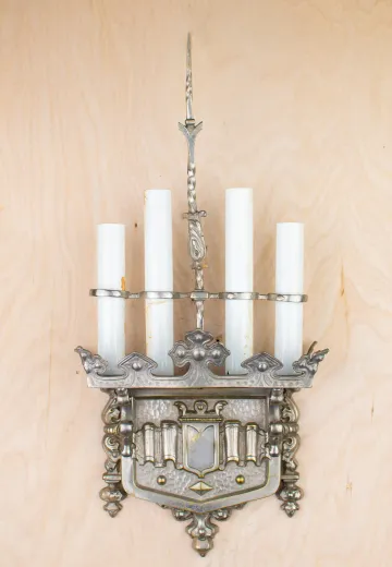 Silver Gothic Four Light Wall Sconce